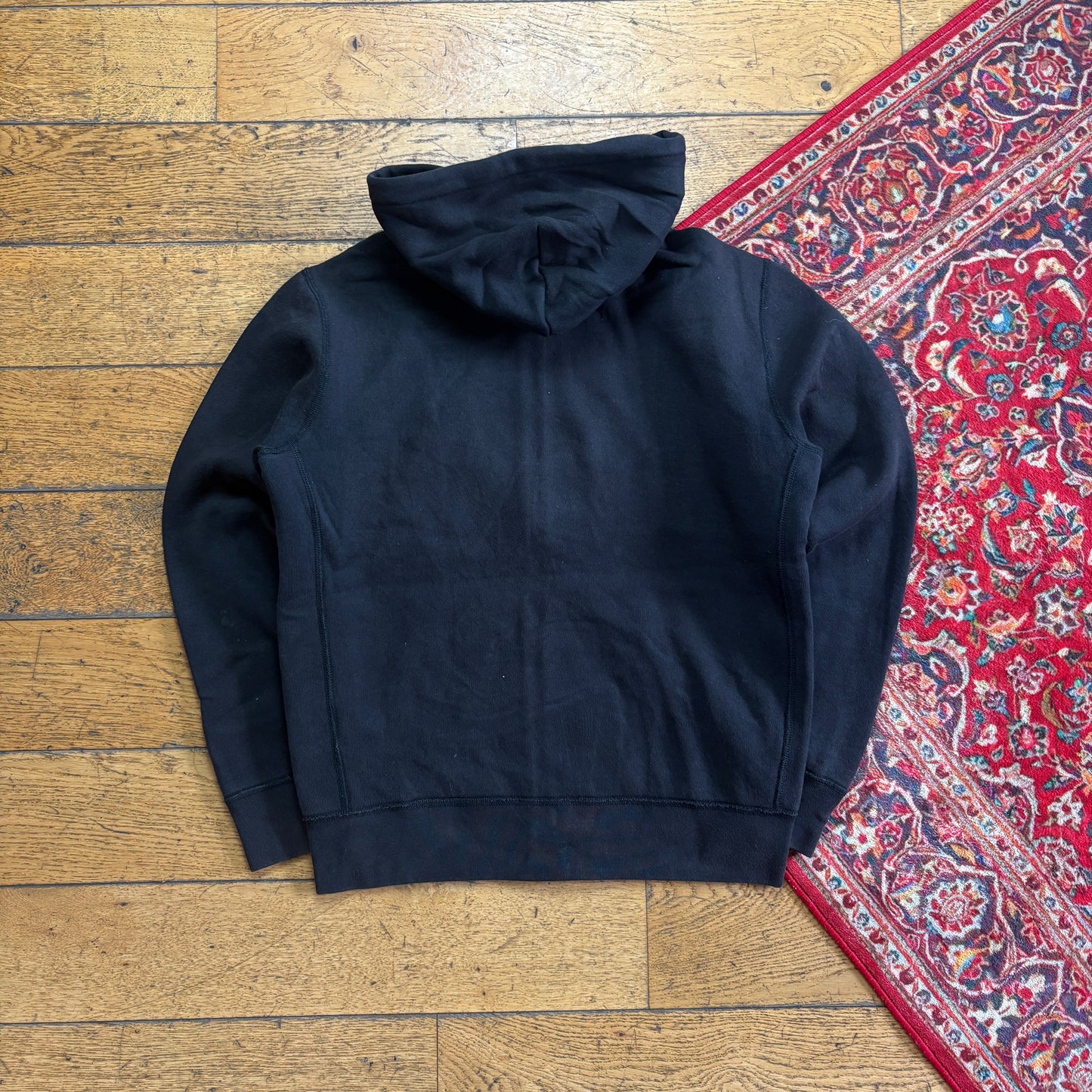 Vintage Ralph Lauren Black Zip Hoodie Embroidered Sweatshirt - M