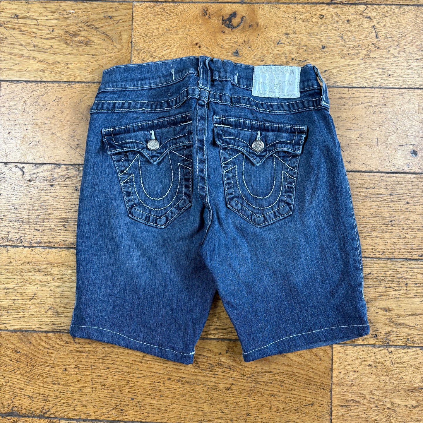 Vintage True Religion Blue Embroidered Y2K Shorts Jorts - 28
