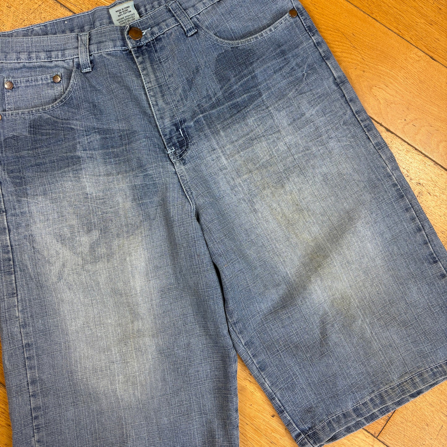 Vintage Embroidered Hip Hop Baggy Blue Shorts Jorts - 36