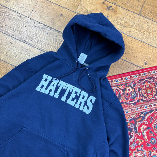 Vintage Russell Athletic Navy Boxy USA College Hoodie Sweatshirt - L