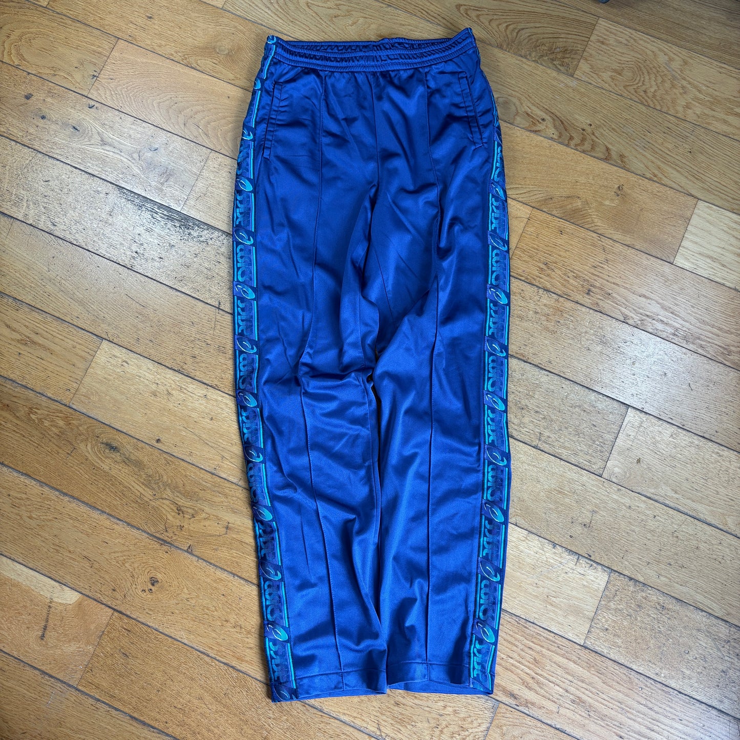 Vintage ASICs Blue Tracksuit Track Shell Windbreaker Jacket and Bottoms - M/L