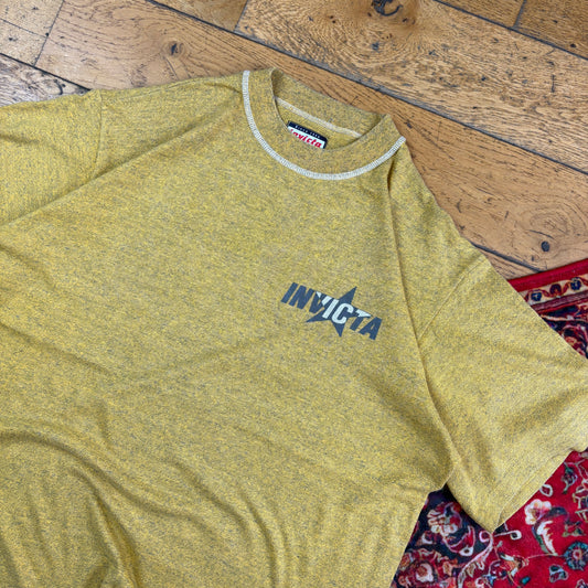 Vintage 90s Yellow Invicta Graphic T-Shirt - L