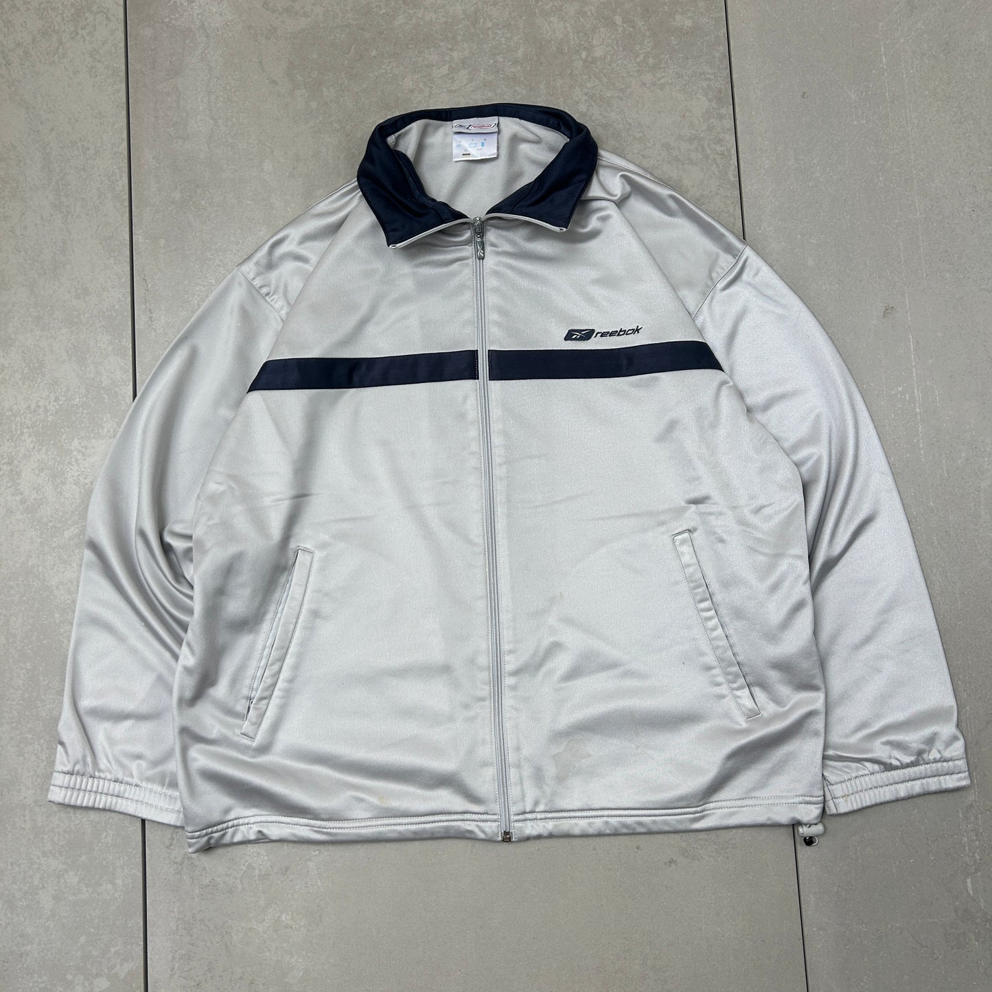 Vintage Reebok Grey Tracksuit Track Shell Windbreaker Jacket - L