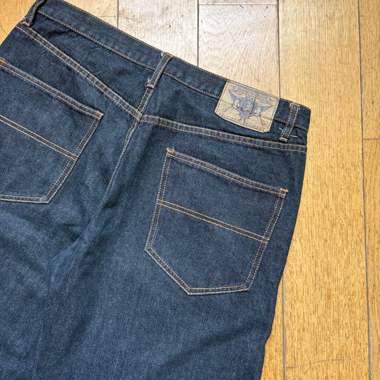 Vintage Embroidered Hip Hop Black Baggy Shorts Jorts - 36