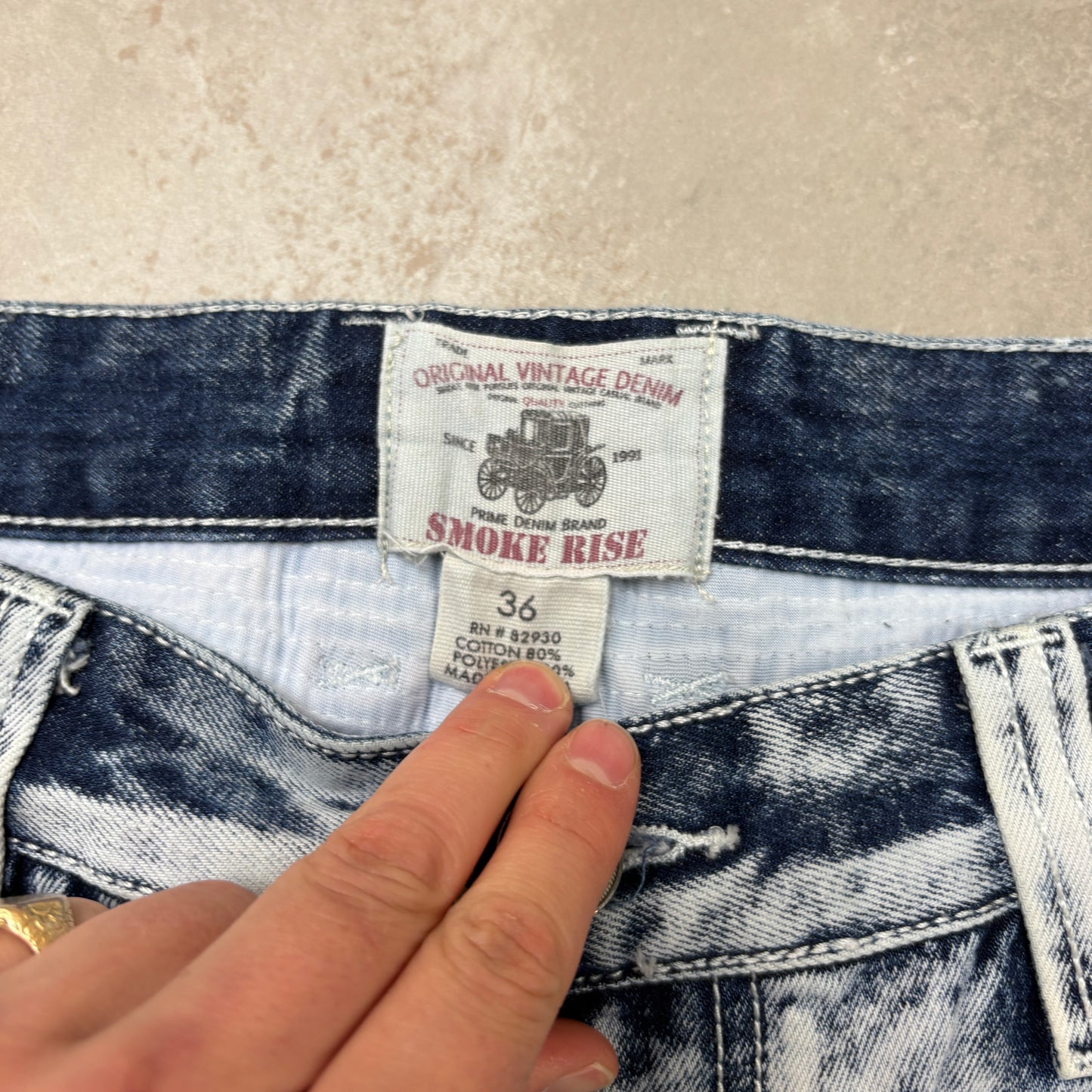 Vintage Acid Wash Blue Hip Hop Shorts Jorts - 36