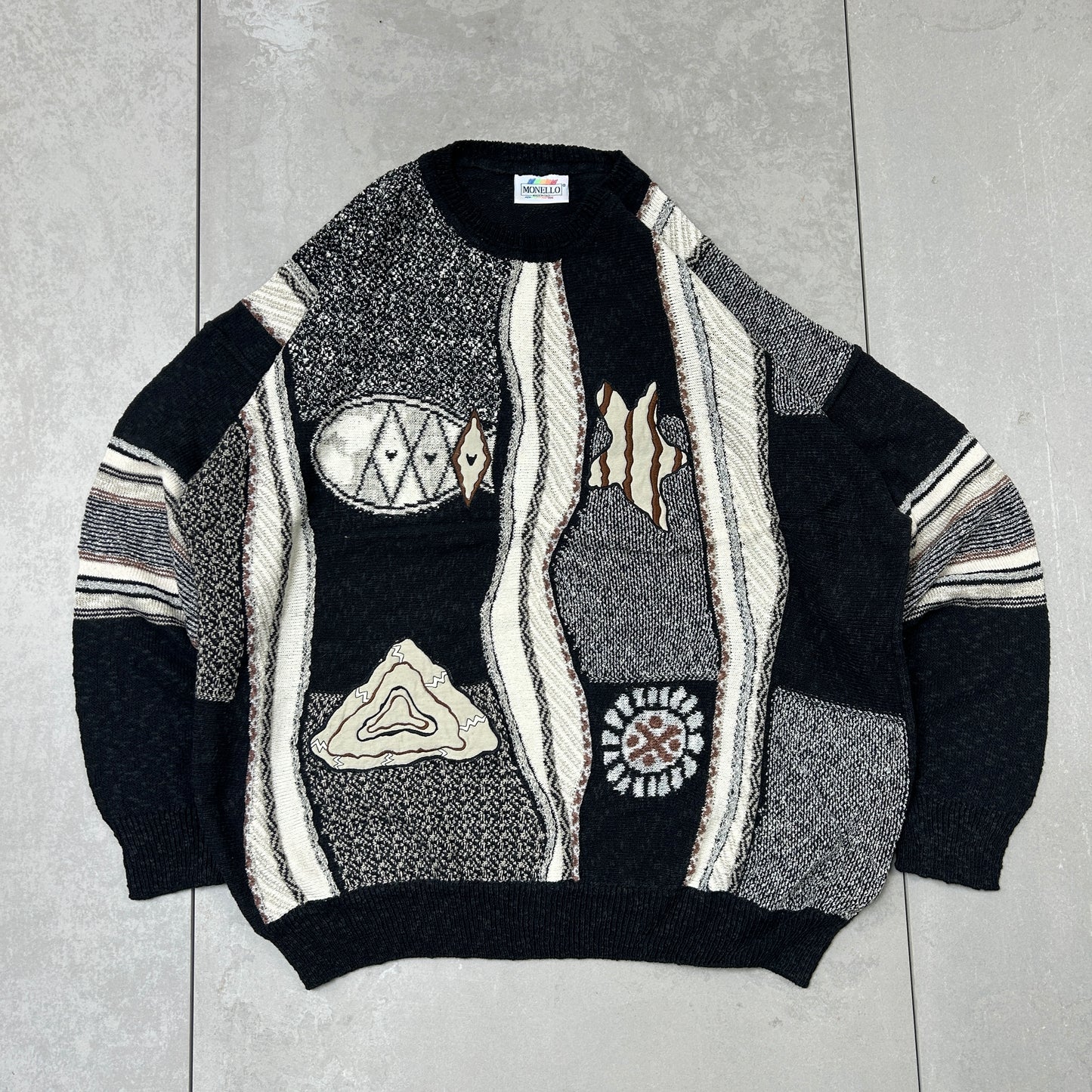 Vintage Coogi Style Italian Chunky Knit Black Jumper - XL