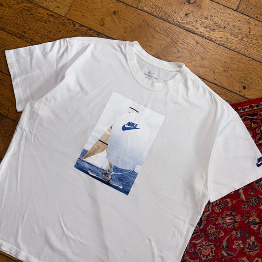 Vintage Nike Sailing White Graphic T-Shirt - XL