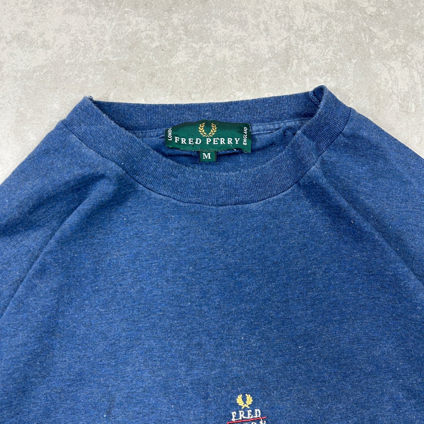 Vintage Fred Perry Embroidered Blue T-Shirt - M