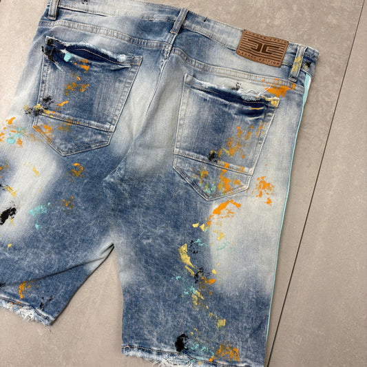 Vintage Embroidered Hip Hop Blue Shorts Jorts - 36