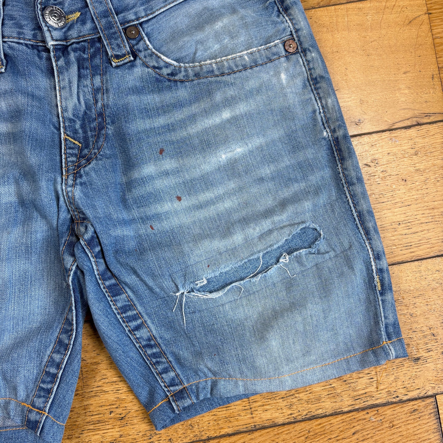 Vintage True Religion Blue Embroidered Y2K Shorts Jorts - 32