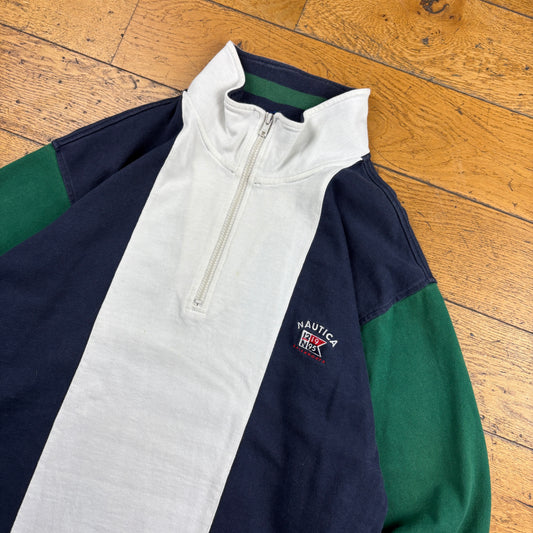Vintage Nautica Navy Green White Sailing Embroidered Sweatshirt - L