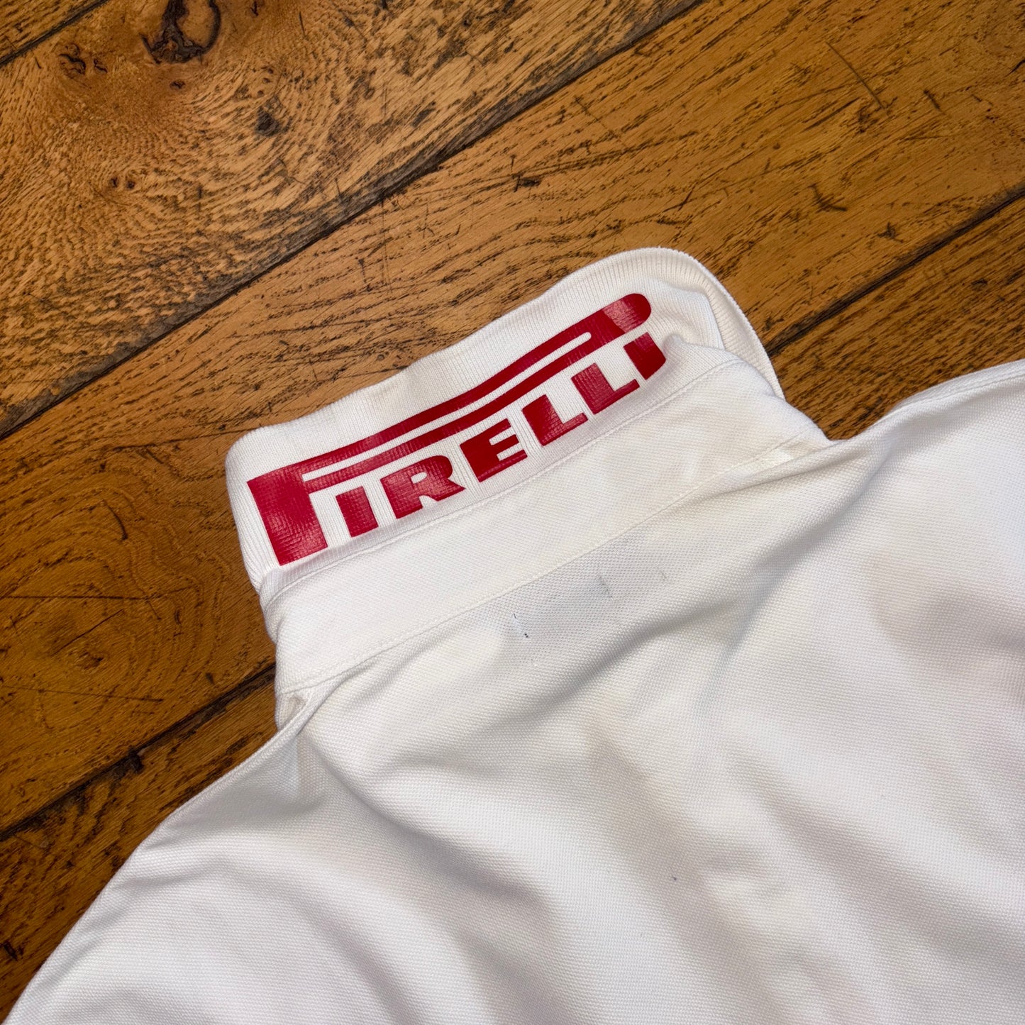 Vintage Pirelli White Embroidered Rugby Shirt - L