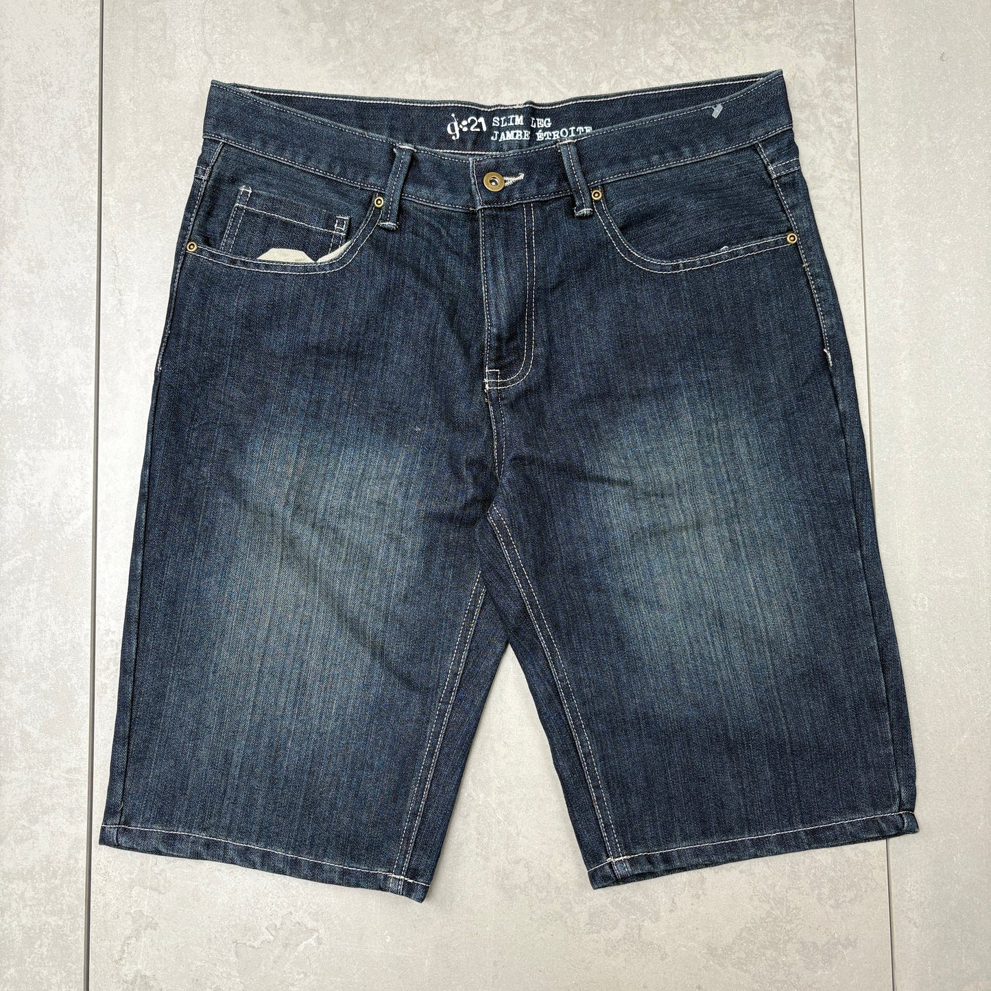 Vintage Embroidered Hip Hop Blue Baggy Shorts Jorts - 36