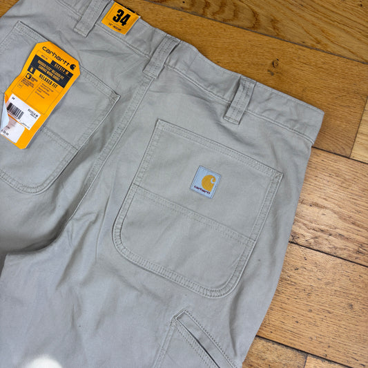 New With Tags Carhartt Cream Workwear Baggy Carpenter Shorts - 34