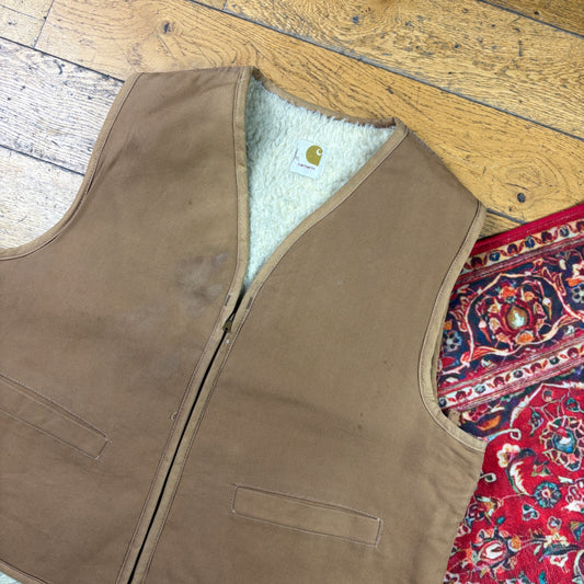 Vintage 80s/70s Carhartt Brown Gilet Vest Workwear Jacket - XL