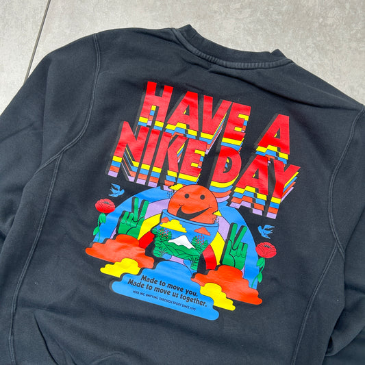 Vintage Nike Have a Nike Day Graphic Black Sweatshirt - S