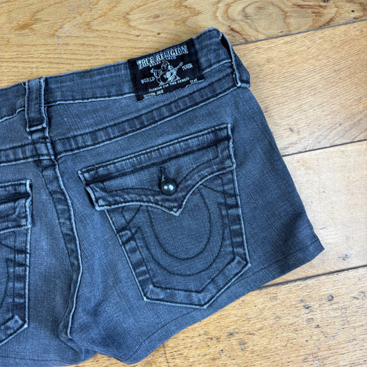 Vintage True Religion Black Womens Micro Embroidered Y2K Shorts Jorts - Size 10