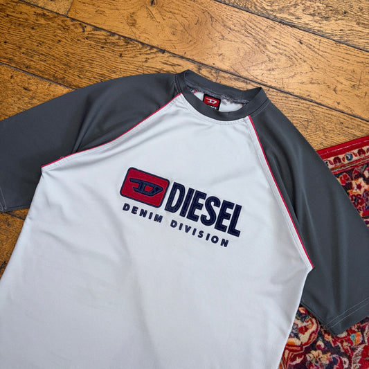 Vintage Diesel Grey Raglan Graphic T-Shirt - XS