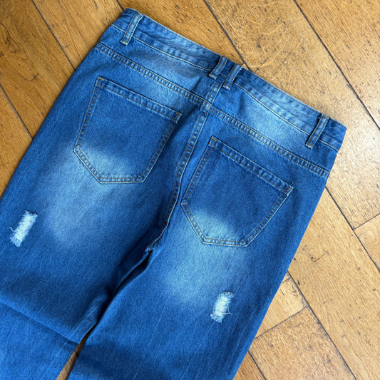 Vintage Skinny Distressed Blue Jeans - 34
