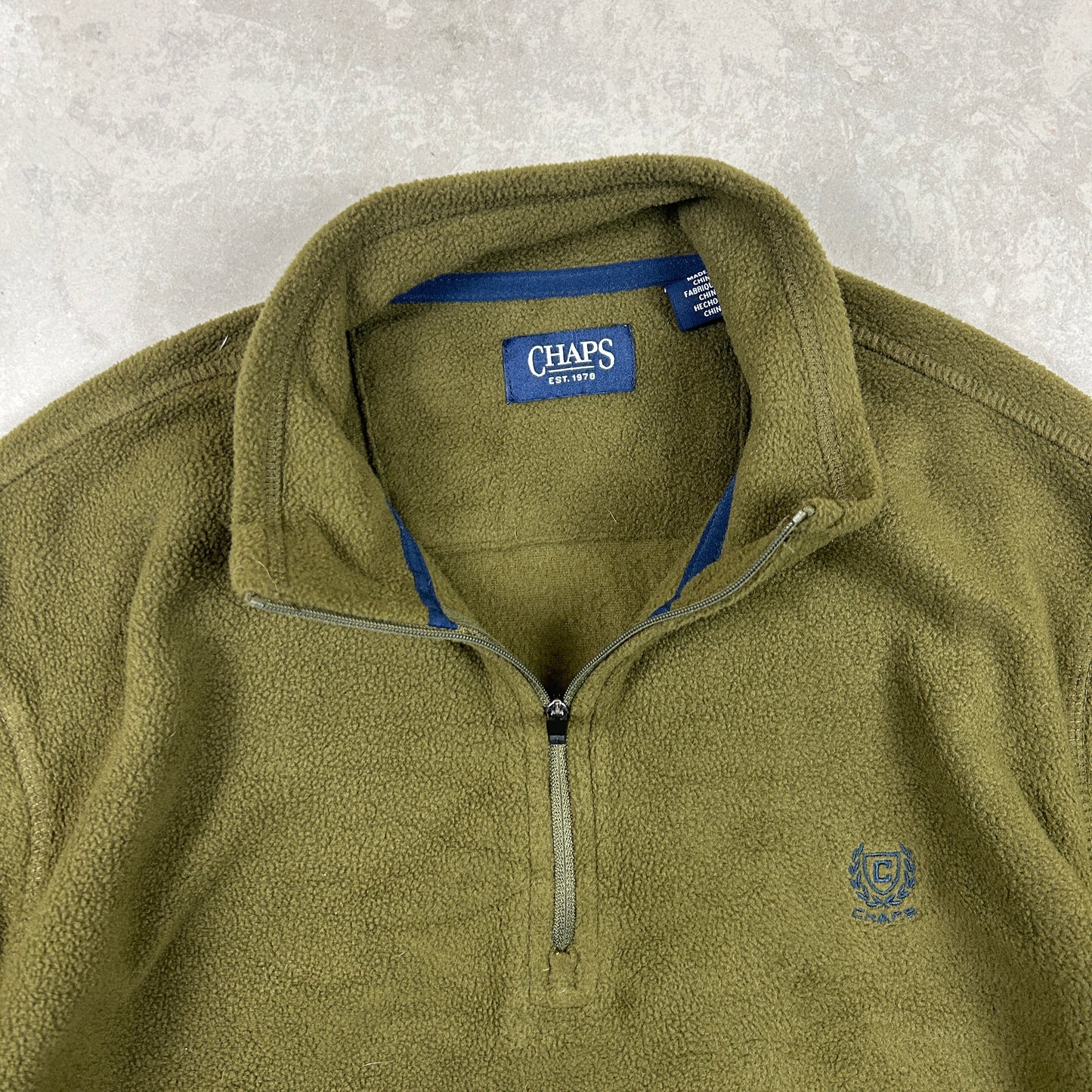 Vintage Chaps Ralph Lauren Fleece Khaki Quarter Zip Jumper - S
