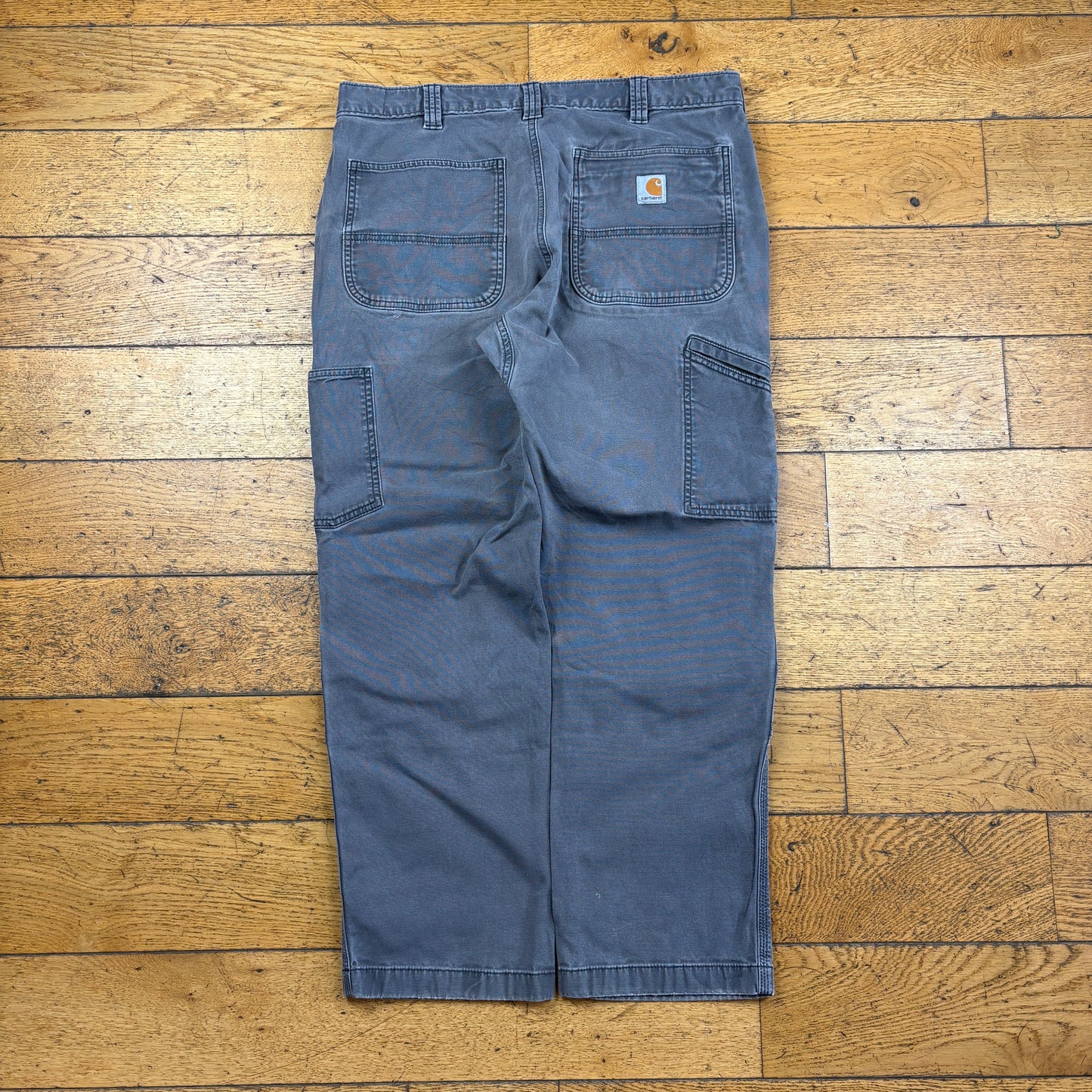 Vintage Carhartt Grey Double Knee Workwear Carpenter Baggy Trousers - 36