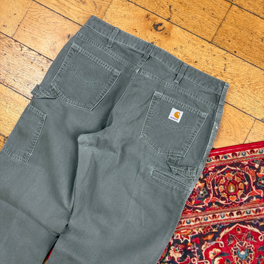 Vintage Carhartt Womens Green Workwear Carpenter Baggy Trousers - Size 12