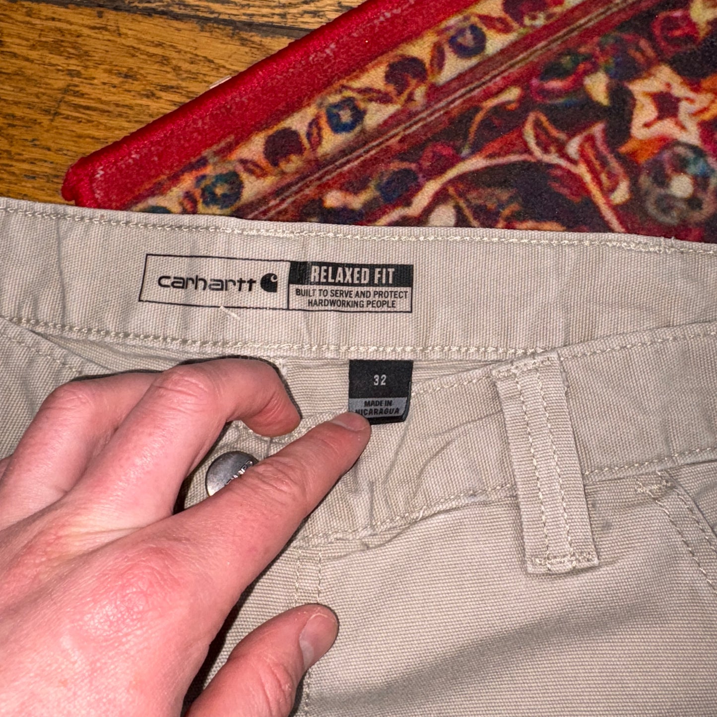 Vintage Carhartt Cream Workwear Baggy Carpenter Shorts - 32