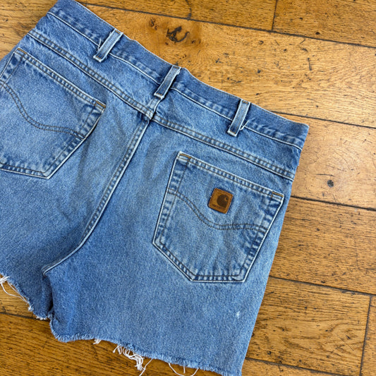 Vintage Carhartt Workwear Blue Baggy Carpenter Shorts - 36