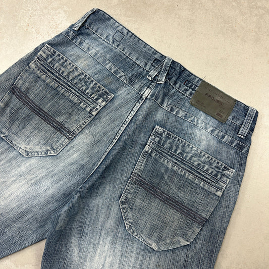 Vintage Embroidered Hip Hop Blue Shorts Jorts - 30