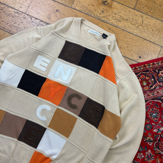 Vintage Enyce Hip Hop Cream Chunky Knit Jumper - XL