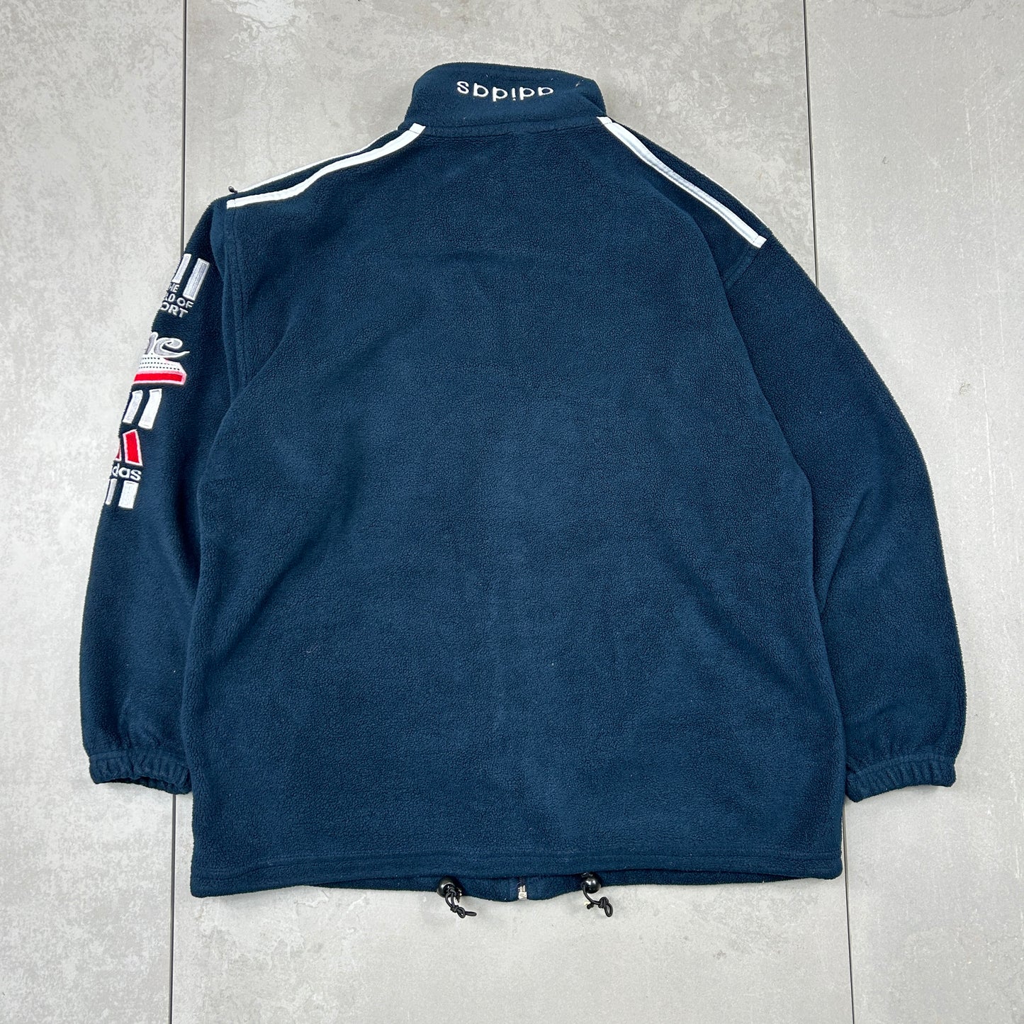 Vintage 90s Adidas Embroidered Fleece Navy Sweatshirt - L