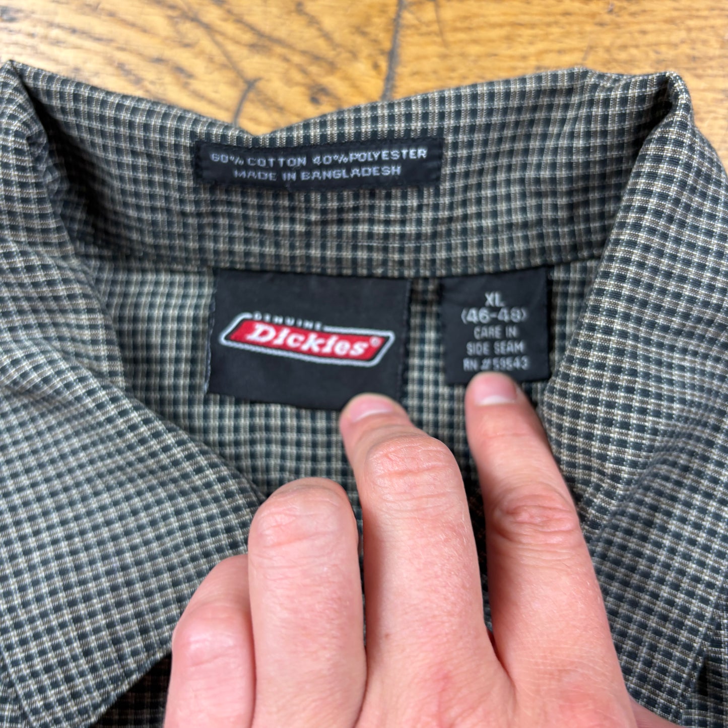 Vintage Dickies Grey Check Short Sleeve Workwear Shirt - XL