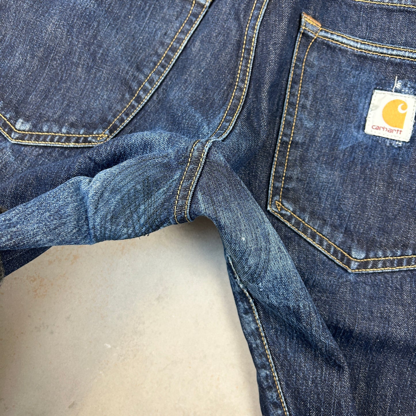 Vintage Carhartt Navy Dark Blue Workwear Carpenter Slim Jeans - 34
