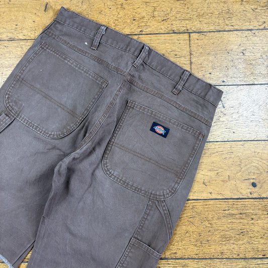 Vintage Dickies Workwear Carpenter Baggy Brown Shorts - 32
