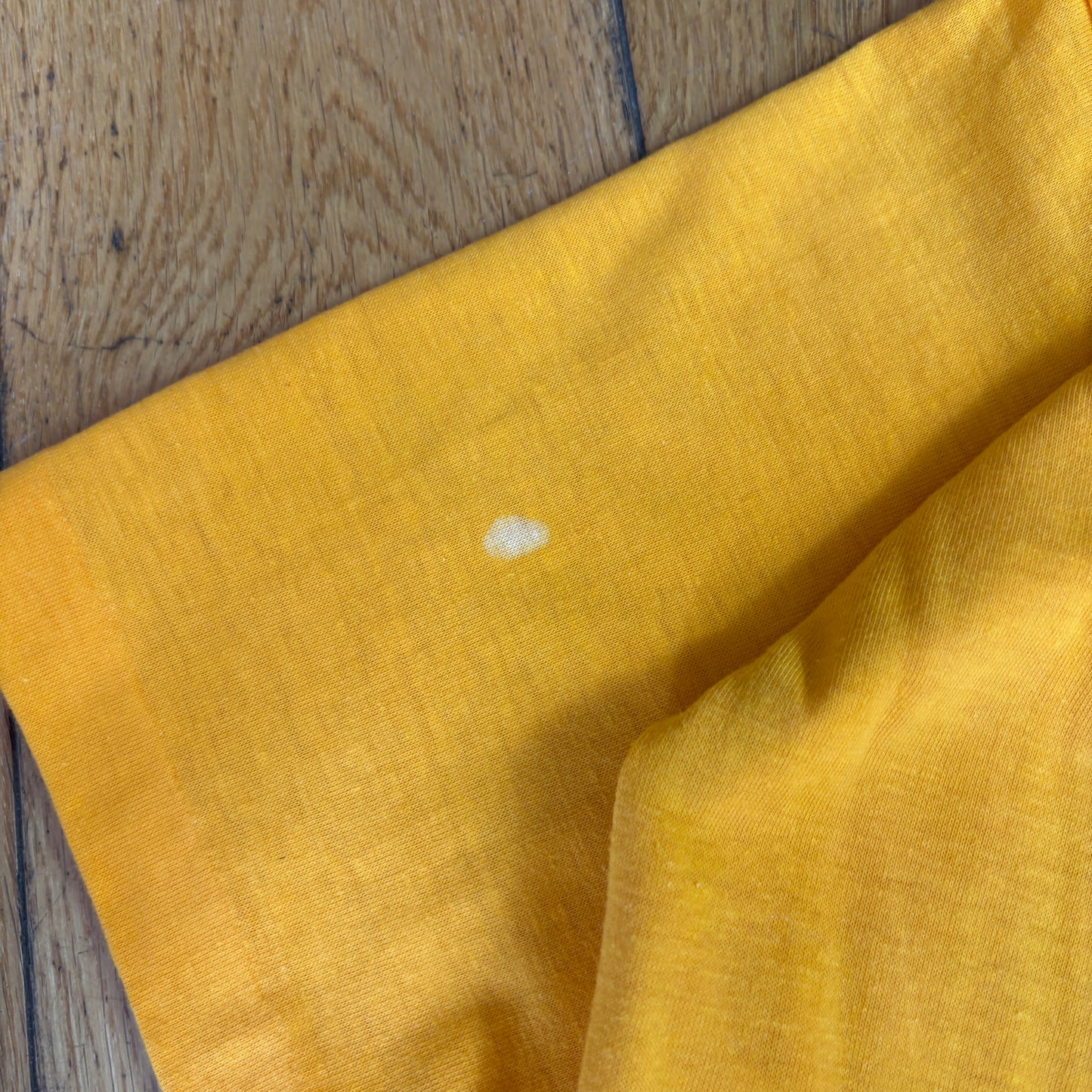 Vintage 90s Slogan Yellow Single Stitch Graphic T-Shirt - XS