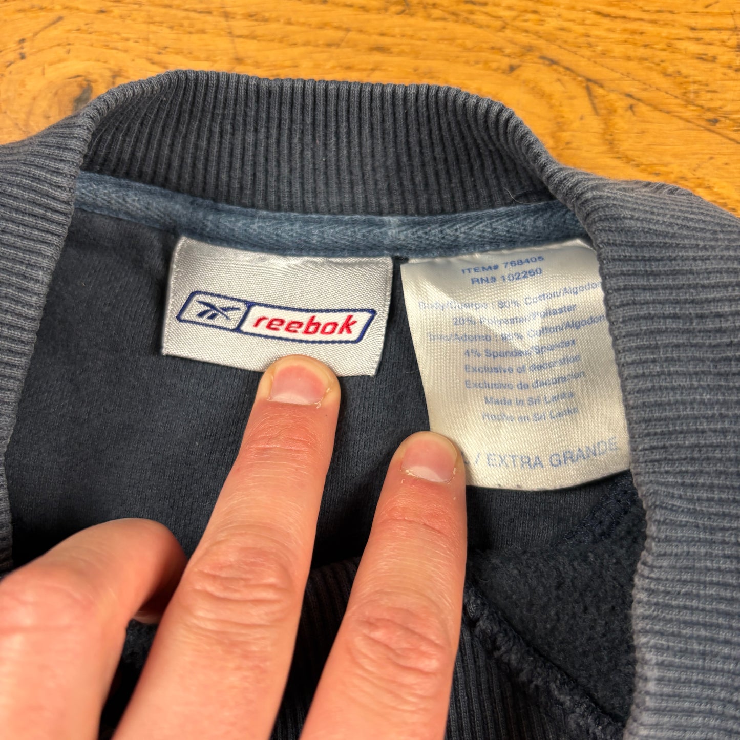 Vintage Reebok Grey Blue Embroidered Sweatshirt - XL
