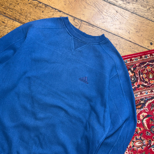 Vintage Adidas Blue Embroidered Sweatshirt - M
