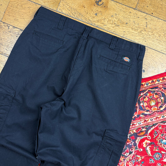 Vintage Dickies 874 Black Baggy Cargo Skate Trousers - 36
