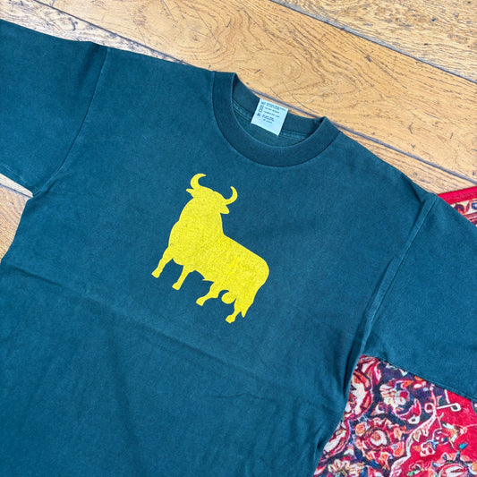 Vintage Funny Green Bull Graphic T-Shirt - S
