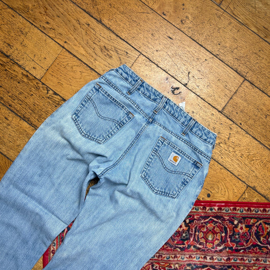 Vintage Carhartt Workwear Carpenter Baggy Blue Jeans - 32L