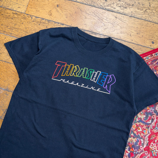 Vintage Thrasher Black Skate Graphic T-Shirt - M