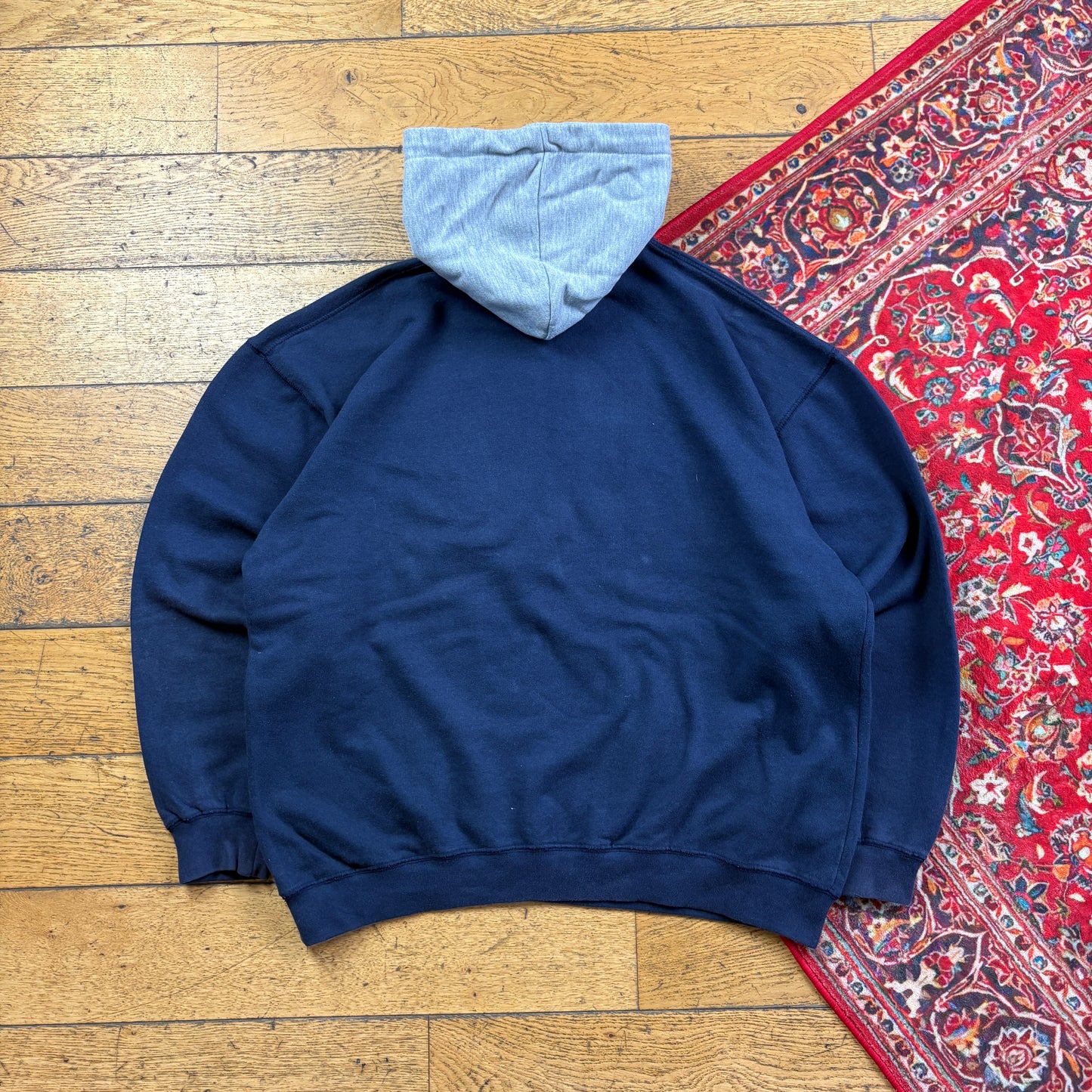 Vintage Athletic Navy Embroidered Hoodie Sweatshirt - XL