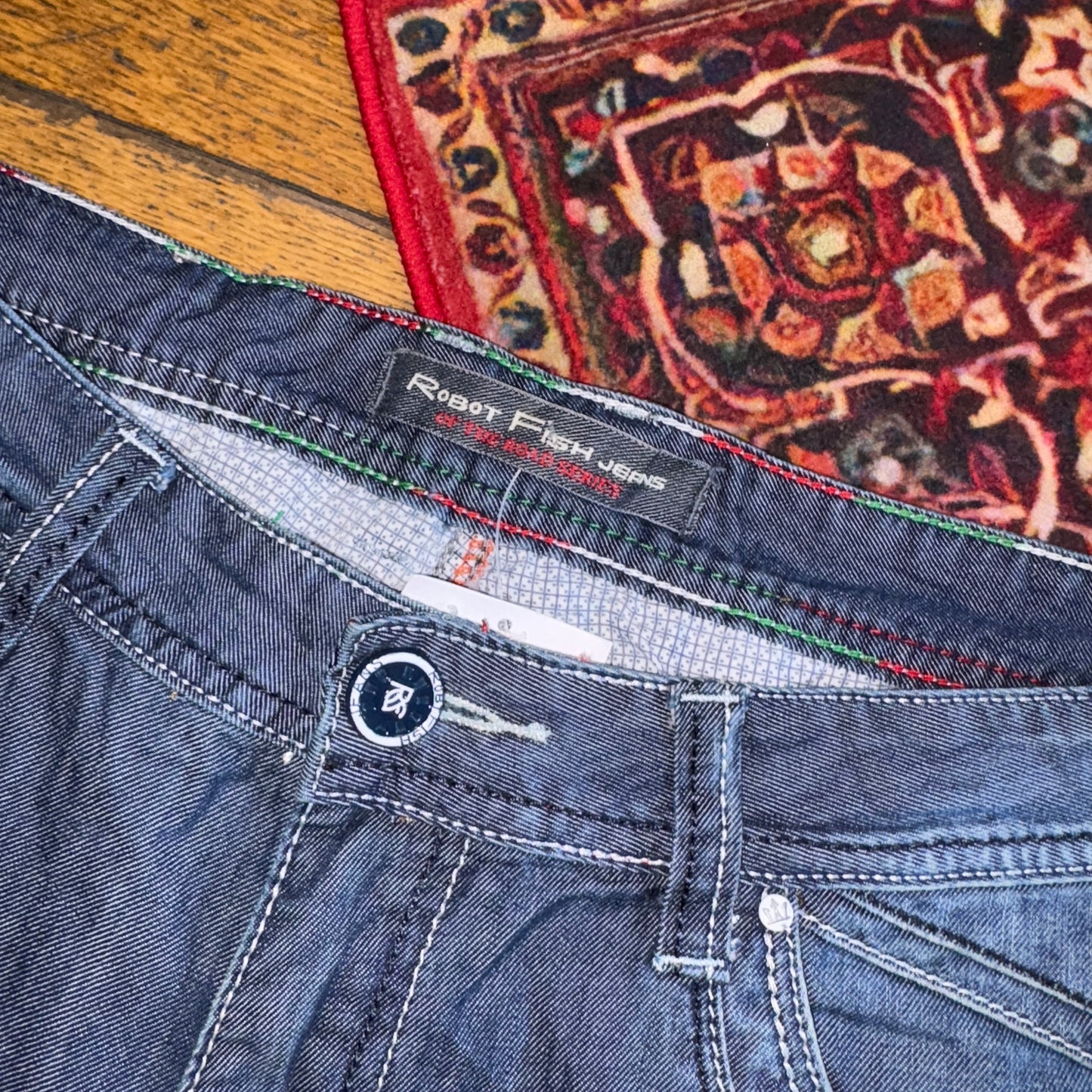 Vintage Robot Fish Blue Denim Shorts - 36