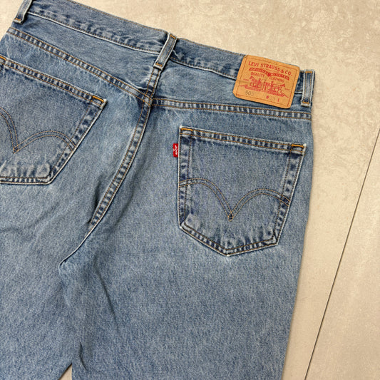 Vintage Levis 505 Blue Baggy Denim Shorts - 33
