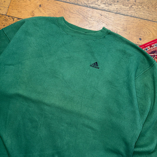 Vintage 90s Adidas Green Embroidered Sweatshirt - 2XL