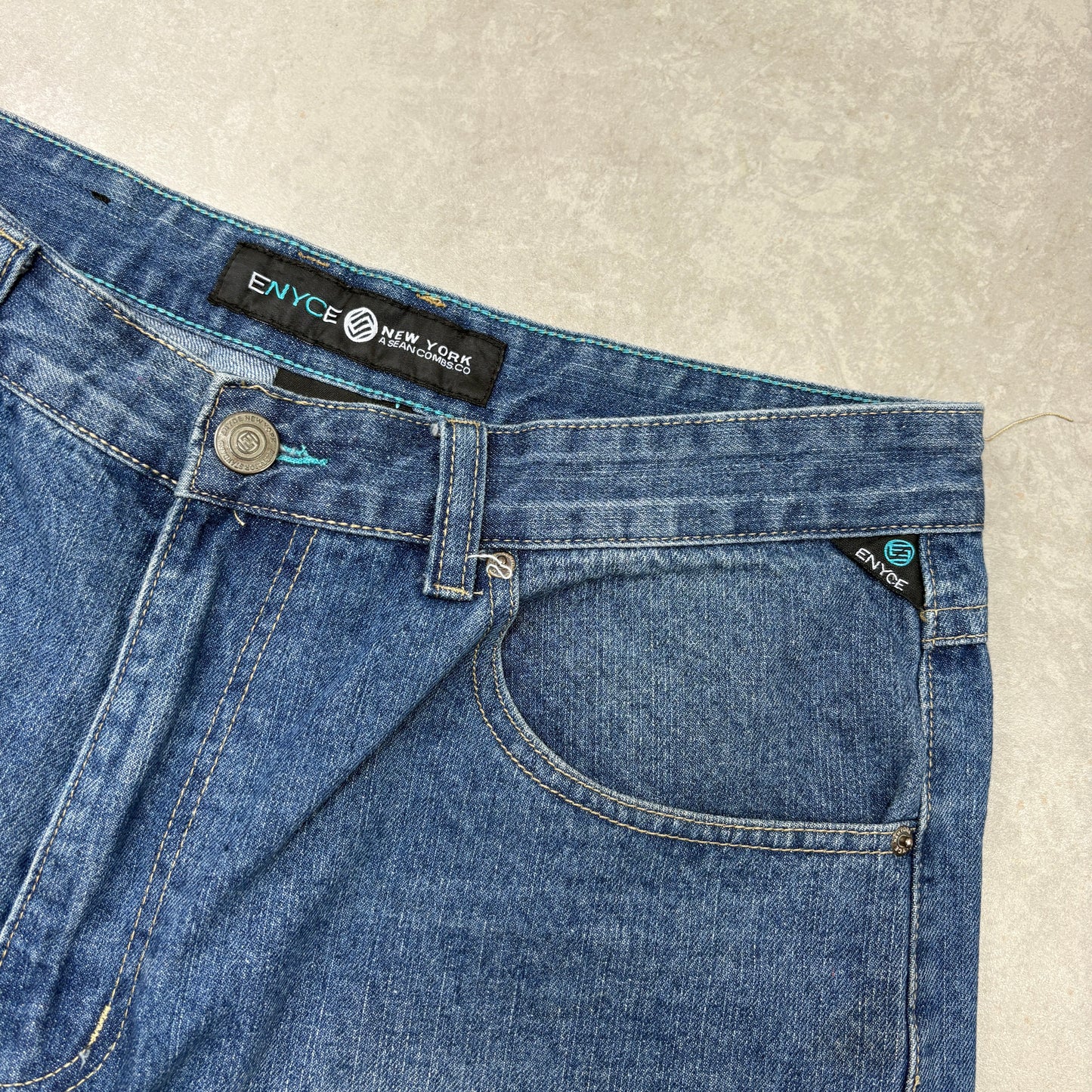 Vintage Enyce Embroidered Blue Hip Hop Baggy Shorts Jorts - 36