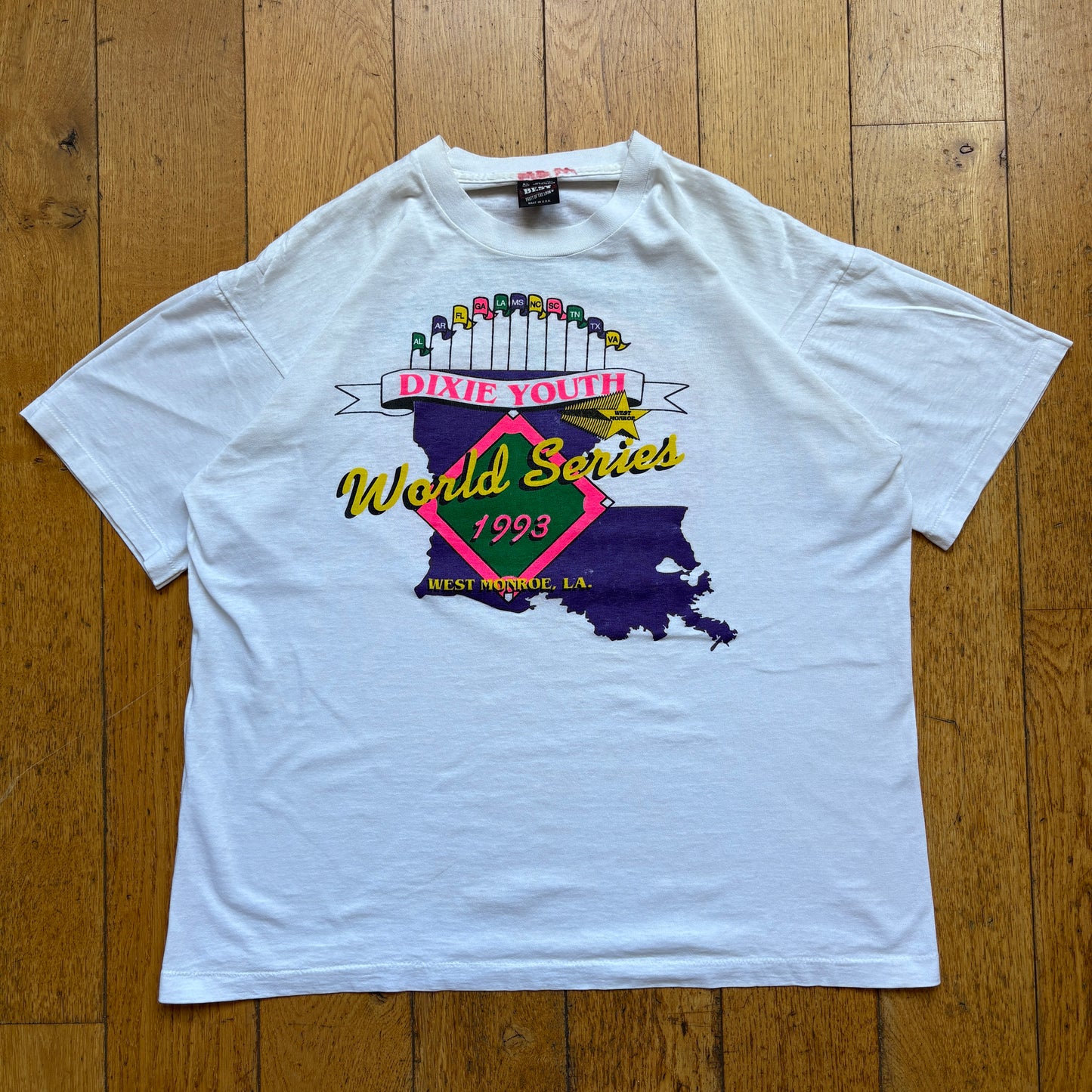 Vintage 1993 Dixie Youth Coca Cola Single Stitch White Graphic T-Shirt - L