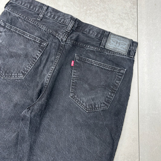 Vintage Levis 469 Black Baggy Denim Shorts - 38