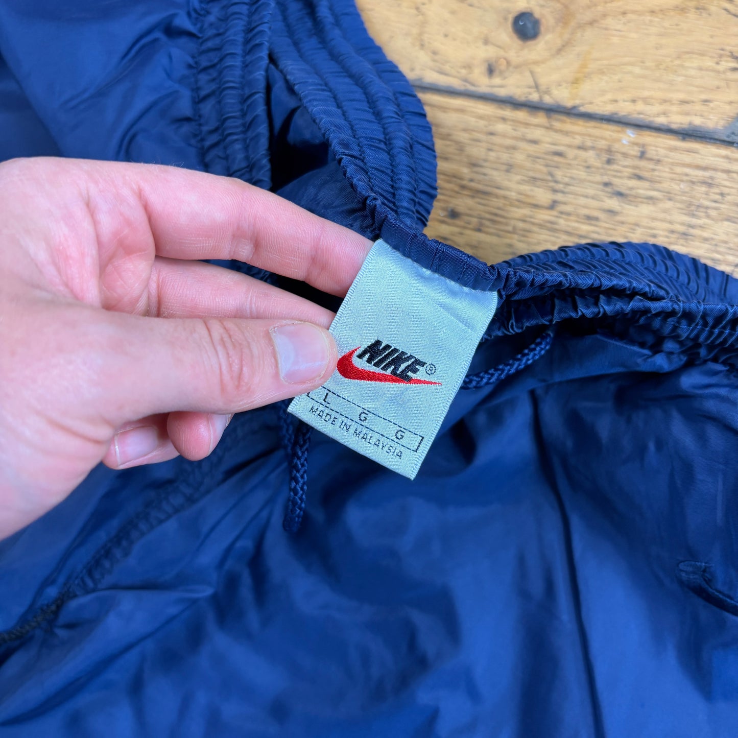 Vintage Nike Navy Baggy Tracksuit Sweatpants Track Pants Bottoms - L