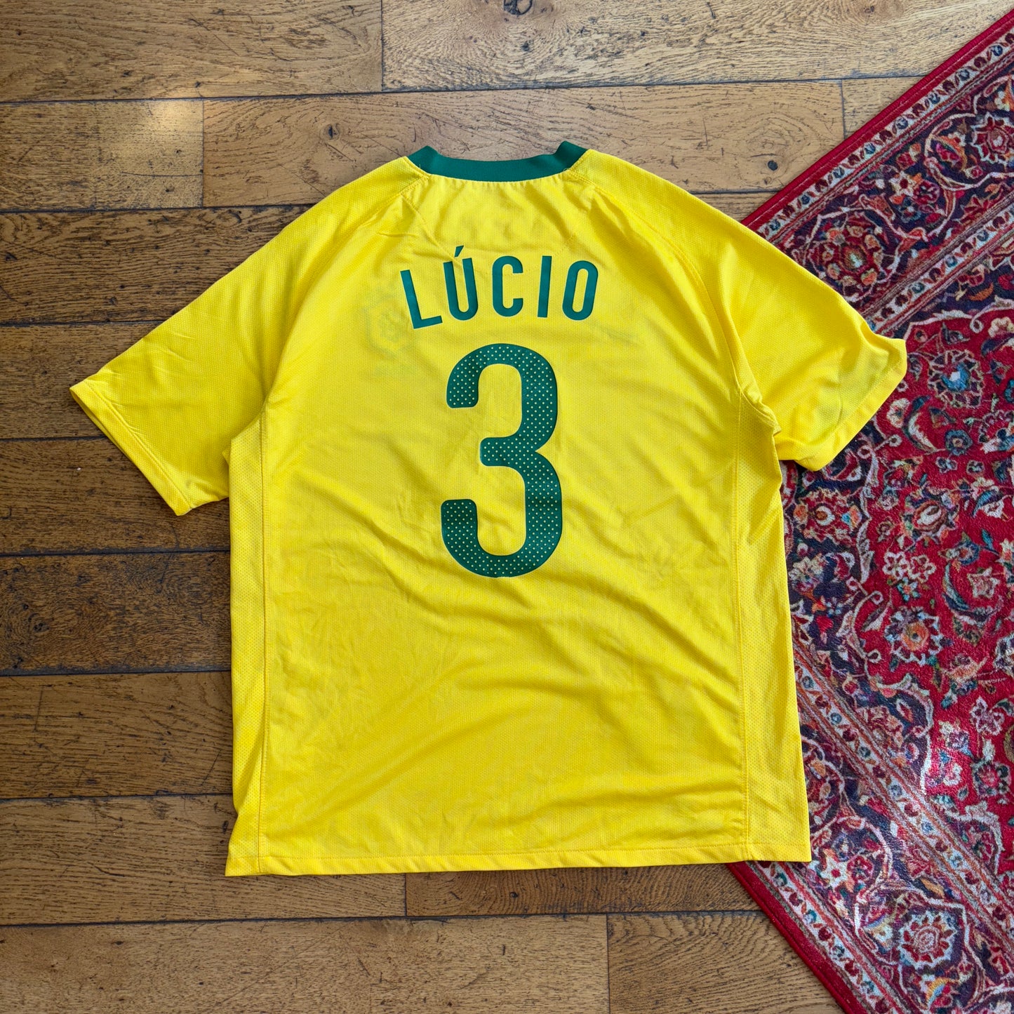 Vintage Nike Brazil Lucio Yellow Football Shirt T-Shirt - L